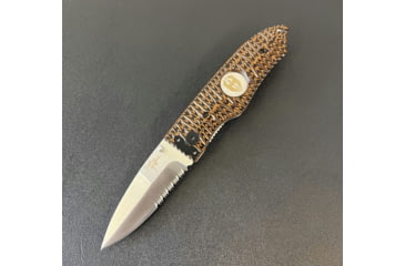 Image of Hoffner Knives Folding Knife, 3.5in, 440c, Spear Point Blade, Chiseled Maduro Grip, Silver Combo Blade, FK-S3CBS-CMA