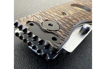 Image of Hoffner Knives Folding Knife, 3.5in, 440c, Spear Point Blade, Chiseled Maduro Grip, Silver Combo Blade, FK-S3CBS-CMA