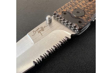 Image of Hoffner Knives Folding Knife, 3.5in, 440c, Spear Point Blade, Chiseled Maduro Grip, Silver Combo Blade, FK-S3CBS-CMA