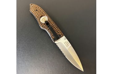 Image of Hoffner Knives Folding Knife, 3.5in, 440c, Spear Point Blade, Chiseled Maduro Grip, Silver Combo Blade, FK-S3CBS-CMA