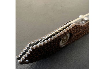 Image of Hoffner Knives Folding Knife, 3.5in, 440c, Spear Point Blade, Chiseled Maduro Grip, Silver Combo Blade, FK-S3CBS-CMA