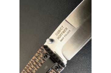 Image of Hoffner Knives Folding Knife, 3.5in, 440c, Spear Point Blade, Chiseled Maduro Grip, Silver Smooth Blade, FK-S3SBS-CMA