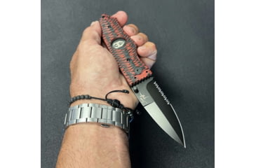 Image of Hoffner Knives Folding Knife, 3.5in, 440c, Spear Point Blade, Chiseled Nightstalker Grip, Black Combo Blade, FK-S3CBK-CRB