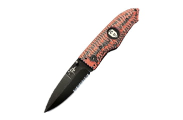 Image of Hoffner Knives Folding Knife, 3.5in, 440c, Spear Point Blade, Chiseled Nightstalker Grip, Black Combo Blade, FK-S3CBK-CRB