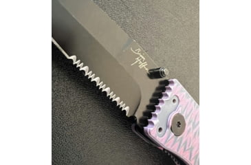 Image of Hoffner Knives Folding Knife, 3.5in, 440c, Spear Point Blade, Chiseled Valkyrie Grip, Black Combo Blade, FK-S3CBK-CPG