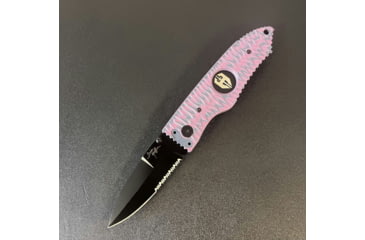Image of Hoffner Knives Folding Knife, 3.5in, 440c, Spear Point Blade, Chiseled Valkyrie Grip, Black Combo Blade, FK-S3CBK-CPG
