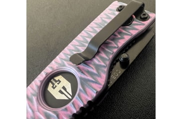 Image of Hoffner Knives Folding Knife, 3.5in, 440c, Spear Point Blade, Chiseled Valkyrie Grip, Black Combo Blade, FK-S3CBK-CPG