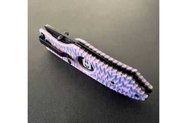 Image of Hoffner Knives Folding Knife, 3.5in, 440c, Spear Point Blade, Chiseled Valkyrie Grip, Black Combo Blade, FK-S3CBK-CPG