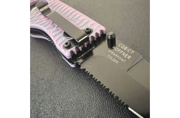 Image of Hoffner Knives Folding Knife, 3.5in, 440c, Spear Point Blade, Chiseled Valkyrie Grip, Black Combo Blade, FK-S3CBK-CPG
