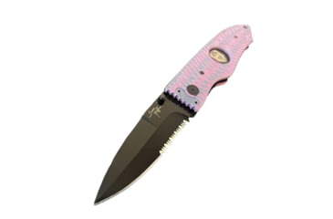 Image of Hoffner Knives Folding Knife, 3.5in, 440c, Spear Point Blade, Chiseled Valkyrie Grip, Black Combo Blade, FK-S3CBK-CPG