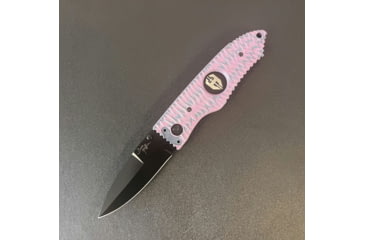 Image of Hoffner Knives Folding Knife, 3.5in, 440c, Spear Point Blade, Chiseled Valkyrie Grip, Black Smooth Blade, FK-S3SBK-CPG