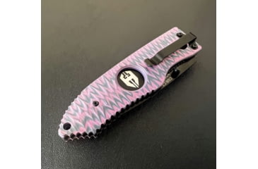 Image of Hoffner Knives Folding Knife, 3.5in, 440c, Spear Point Blade, Chiseled Valkyrie Grip, Black Smooth Blade, FK-S3SBK-CPG