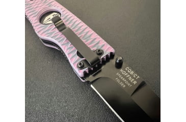 Image of Hoffner Knives Folding Knife, 3.5in, 440c, Spear Point Blade, Chiseled Valkyrie Grip, Black Smooth Blade, FK-S3SBK-CPG