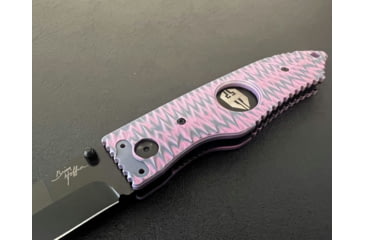 Image of Hoffner Knives Folding Knife, 3.5in, 440c, Spear Point Blade, Chiseled Valkyrie Grip, Black Smooth Blade, FK-S3SBK-CPG