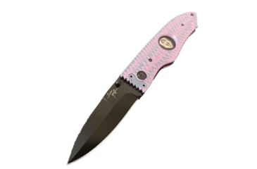 Image of Hoffner Knives Folding Knife, 3.5in, 440c, Spear Point Blade, Chiseled Valkyrie Grip, Black Smooth Blade, FK-S3SBK-CPG