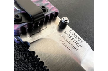 Image of Hoffner Knives Folding Knife, 3.5in, 440c, Spear Point Blade, Chiseled Valkyrie Grip, Silver Combo Blade, FK-S3CBS-CPG
