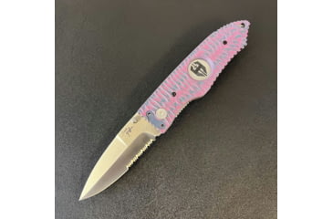 Image of Hoffner Knives Folding Knife, 3.5in, 440c, Spear Point Blade, Chiseled Valkyrie Grip, Silver Combo Blade, FK-S3CBS-CPG