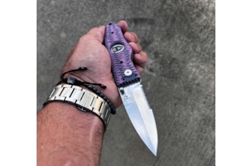 Image of Hoffner Knives Folding Knife, 3.5in, 440c, Spear Point Blade, Chiseled Valkyrie Grip, Silver Combo Blade, FK-S3CBS-CPG