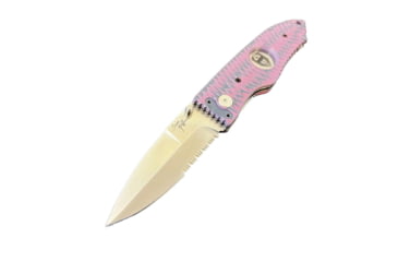 Image of Hoffner Knives Folding Knife, 3.5in, 440c, Spear Point Blade, Chiseled Valkyrie Grip, Silver Combo Blade, FK-S3CBS-CPG