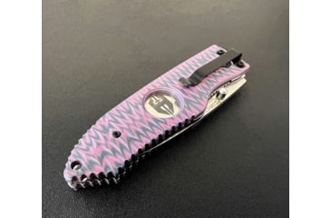 Image of Hoffner Knives Folding Knife, 3.5in, 440c, Spear Point Blade, Chiseled Valkyrie Grip, Silver Smooth Blade, FK-S3SBS-CPG