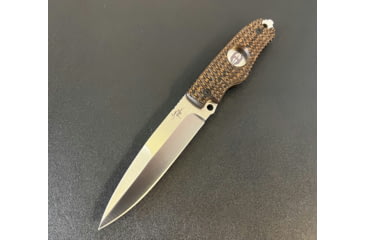 Image of Hoffner Knives Hand Spear Fixed Blade Knife, 5in, 440C Steel, Chiseled Maduro Grip, Silver Smooth Blade, Black, HS-S5SBS-CMA