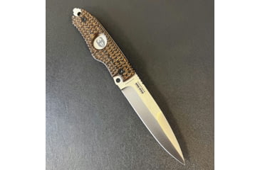 Image of Hoffner Knives Hand Spear Fixed Blade Knife, 5in, 440C Steel, Chiseled Maduro Grip, Silver Smooth Blade, Black, HS-S5SBS-CMA