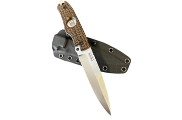 Image of Hoffner Knives Hand Spear Fixed Blade Knife, 5in, 440C Steel, Chiseled Maduro Grip, Silver Smooth Blade, Black, HS-S5SBS-CMA