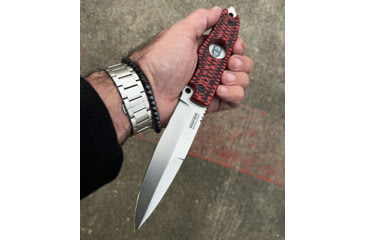 Image of Hoffner Knives Hand Spear Fixed Blade Knife, 5in, 440C Steel, Chiseled Nightstalker Grip, Silver Smooth Blade, Black, HS-S5SBS-CRB