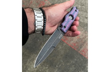 Image of Hoffner Knives Hand Spear Fixed Blade Knife, 5in, 440C Steel, Chiseled Valkyrie Ops Grip, Black Smooth Blade, Black, HS-S5SBK-CPG