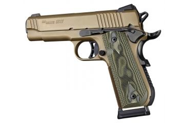 Image of Hogue 1911 Govt. Grip, Model Round Heel, Checkered, G10 G-Mascus, Green Lava 01858