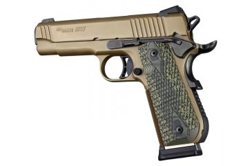 Image of Hogue 1911 Govt. Grip, Model Round Heel, Piranha, G10 G-Mascus, Green Lava 01828