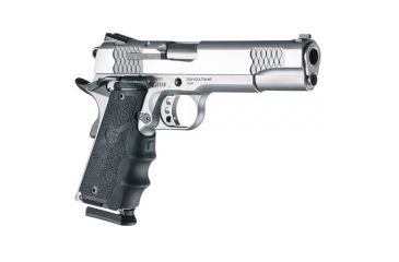 Image of Hogue 1911 Govt. Laser Enhanced Grip, Green Laser, Govt. 1911 Model Rubber Grip, with Finger Grooves Black, Black, 45980