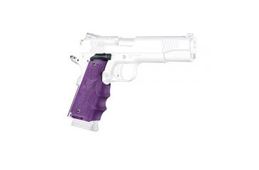 Image of Hogue 1911 Govt. Laser Enhanced Grip, Green Laser, Govt. 1911 Model Rubber Grip, with Finger Grooves Purple, Purple, 45986