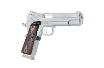 Image of Hogue 1911 Govt. Laser Enhanced Grip, Green Laser, Reinforced Walnut Checkered, Walnut, 45481