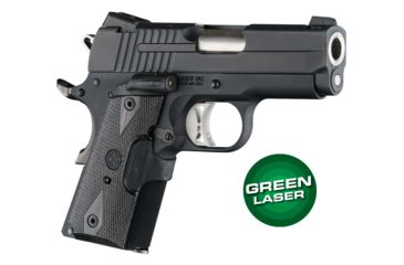 Image of Hogue 1911 Officers Laser Enhanced Grip, Green Laser, Checkered, Reinforced Blackwood, Blackwood, 43681