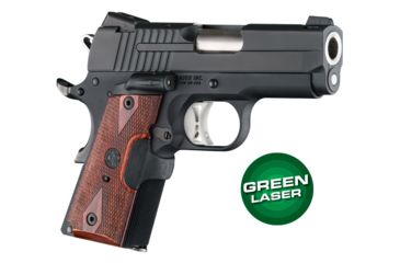 Image of Hogue 1911 Officers Laser Enhanced Grip, Green Laser, Checkered, Reinforced Rosewood, Rosewood, 43581