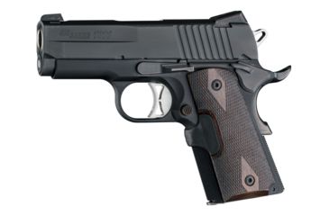Image of Hogue 1911 Officers Laser Enhanced Grip, Green Laser, Checkered, Reinforced Walnut, Walnut, 43481