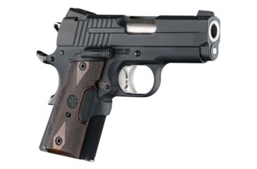 Image of Hogue 1911 Officers Laser Enhanced Grip, Green Laser, Checkered, Reinforced Walnut, Walnut, 43481