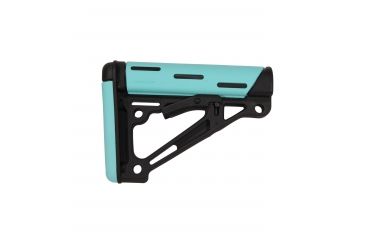 Image of Hogue AR-15/M-16 OverMolded Collapsible Buttstock - Fits Mil-Spec Buffer Tube, Rubber, Aqua, 13440