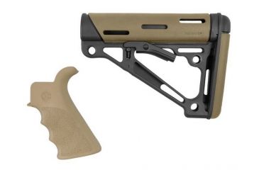 Image of HOGUE AR15/M16 Kit, Finger Groove Beavertail Grip and OverMold Collapsible Buttstock, Fits Comm. Buffer Tube, Flat Dark Earth Rubber 15355
