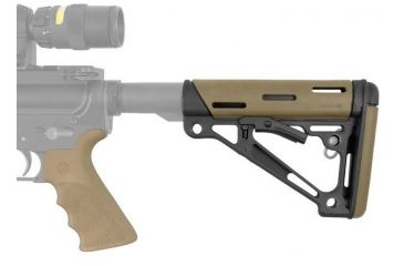 Image of HOGUE AR15/M16 Kit, Finger Groove Beavertail Grip and OverMold Collapsible Buttstock, Fits Comm. Buffer Tube, Flat Dark Earth Rubber 15355