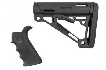 Image of HOGUE AR15/M16 Kit, Finger Groove Beavertail Grip and OverMold Collapsible Buttstock, Fits Comm. Buffer Tube, Black Rubber 15055