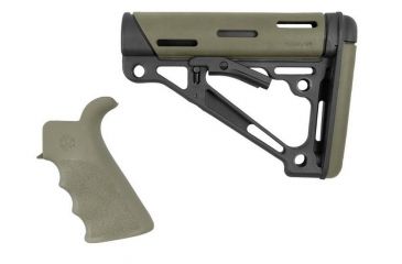 Image of HOGUE AR15/M16 Kit, Finger Groove Beavertail Grip and OverMold Collapsible Buttstock, Fits Comm. Buffer Tube, OD Green Rubber 15255