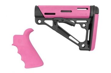 Image of HOGUE AR15/M16 Kit, Finger Groove Beavertail Grip and OverMold Collapsible Buttstock, Fits Comm. Buffer Tube, Pink Rubber 15755
