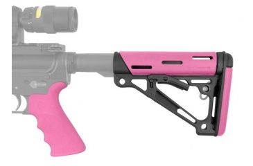 Image of HOGUE AR15/M16 Kit, Finger Groove Beavertail Grip and OverMold Collapsible Buttstock, Fits Comm. Buffer Tube, Pink Rubber 15755
