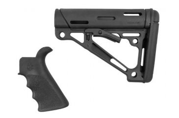 Image of HOGUE AR15/M16 Kit, Finger Groove Beavertail Grip and OverMold Collapsible Buttstock, Fits Mil-Spec Buffer Tube, Black Rubber 15056