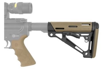 Image of HOGUE AR15/M16 Kit, Finger Groove Beavertail Grip and OverMold Collapsible Buttstock, Fits Mil-Spec Buffer Tube, Flat Dark Earth Rubber 15356