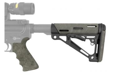 Image of HOGUE AR15/M16 Kit, Finger Groove Beavertail Grip and OverMold Collapsible Buttstock, Fits Mil-Spec Buffer Tube, Ghillie Green Rubber 15856