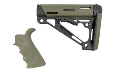 Image of HOGUE AR15/M16 Kit, Finger Groove Beavertail Grip and OverMold Collapsible Buttstock, Fits Mil-Spec Buffer Tube, OD Green Rubber 15256