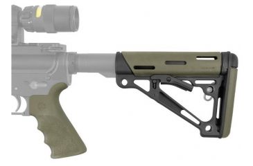 Image of HOGUE AR15/M16 Kit, Finger Groove Beavertail Grip and OverMold Collapsible Buttstock, Fits Mil-Spec Buffer Tube, OD Green Rubber 15256